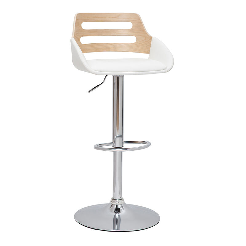Miliboo - Tabouret de bar relevable design blanc et chêne pernik