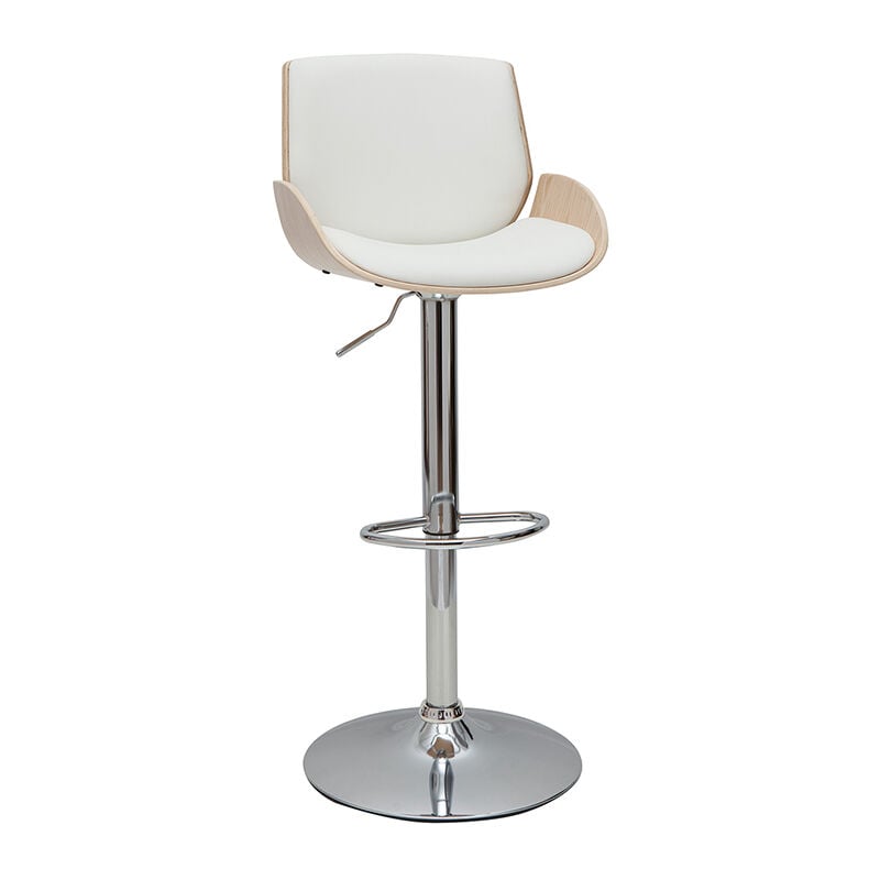 Miliboo - Tabouret de bar relevable blanc et bois clair vesper