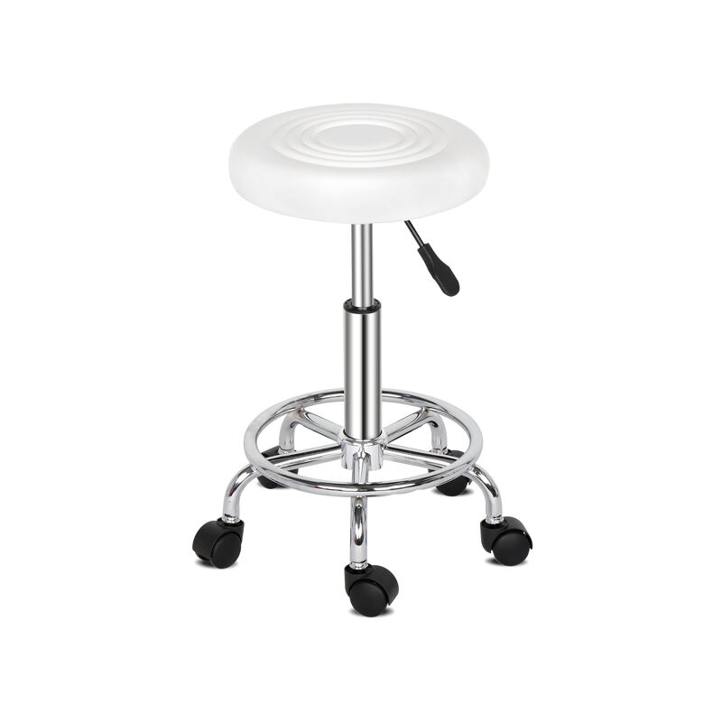 Litzee - Tabouret de bar Rembourré Confortable, siège pivotant hydraulique Robuste, réglable en Hauteur, Robuste et Durable Blanc