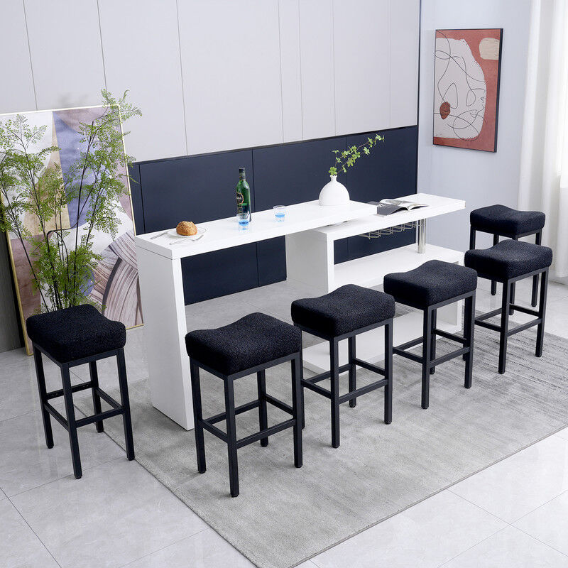 Dyhome - Tabourets de bar sans dossier tapissés Lot de 6 avec pieds en métal, noir