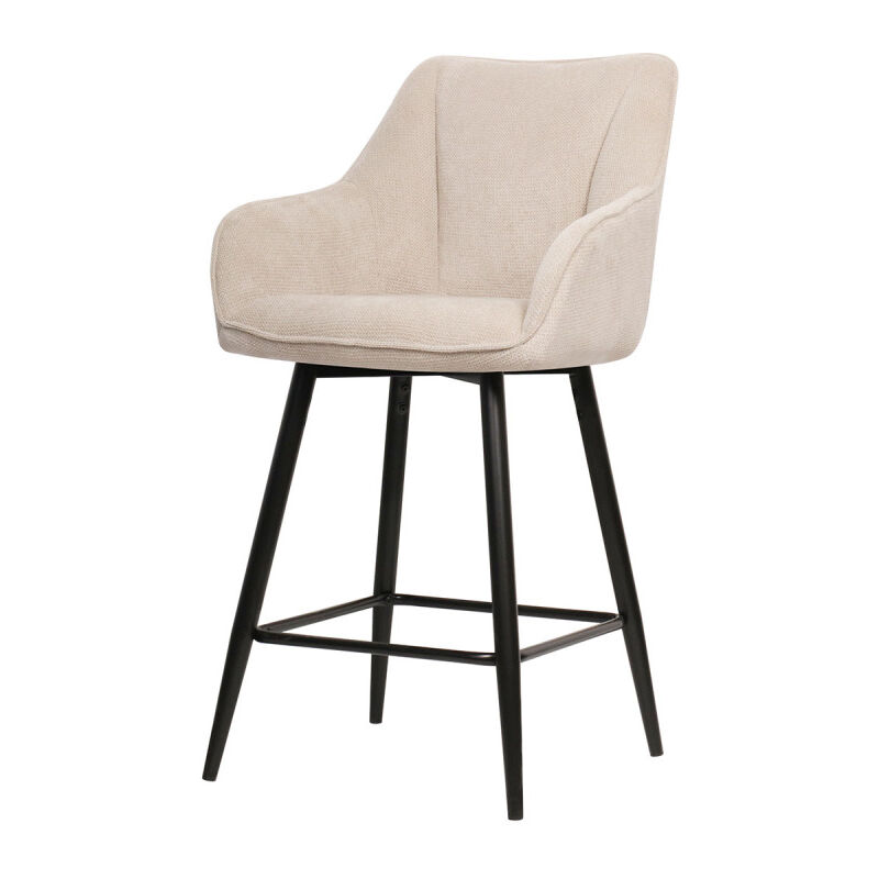 Tabouret de bar Rio beige pieds métal noir