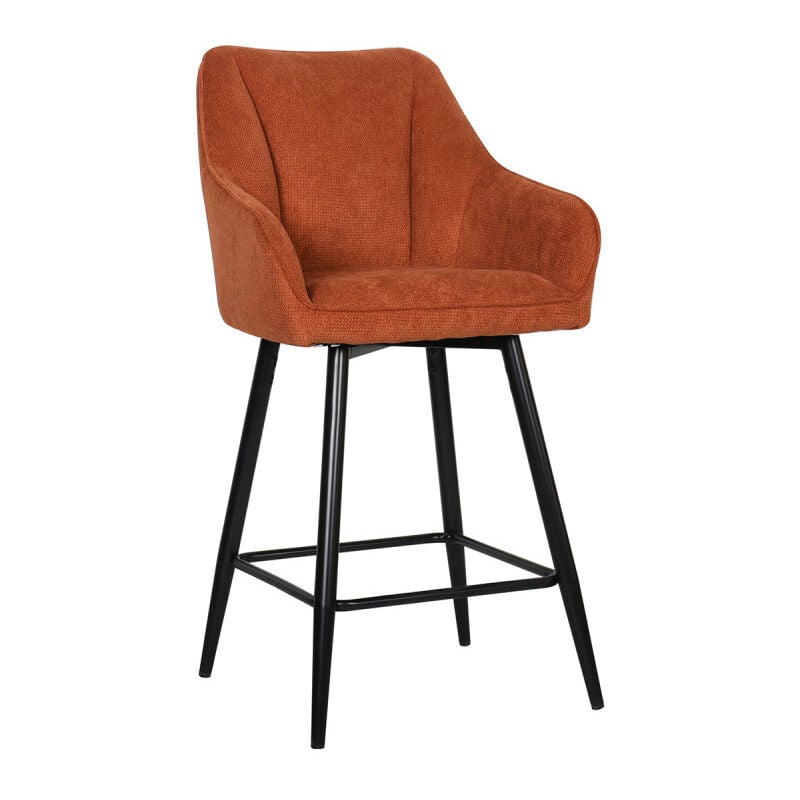 Tabouret de bar Rio terracotta pieds métal noir