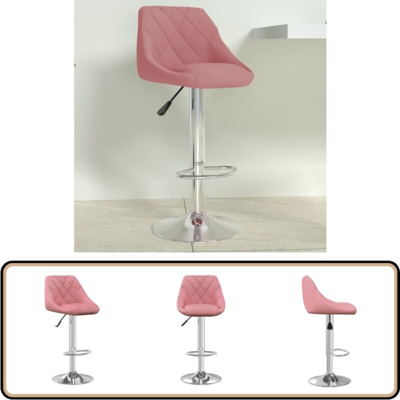 Vidaxl - Tabouret de bar Rose Velours - Tabouret De Bar - Tabouret De Comptoir - Chaise De Bar - Chaise De Comptoir - Fauteuil De Bar