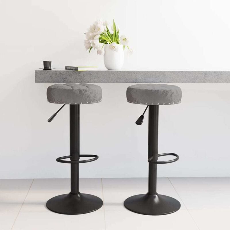 Vidaxl - Tabourets de bar lot de 2 gris foncé velours