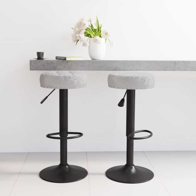 Vidaxl - Tabourets de bar lot de 2 gris velours