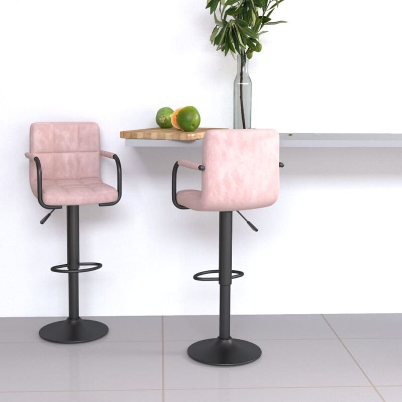 Vidaxl - Tabourets de bar lot de 2 rose velours