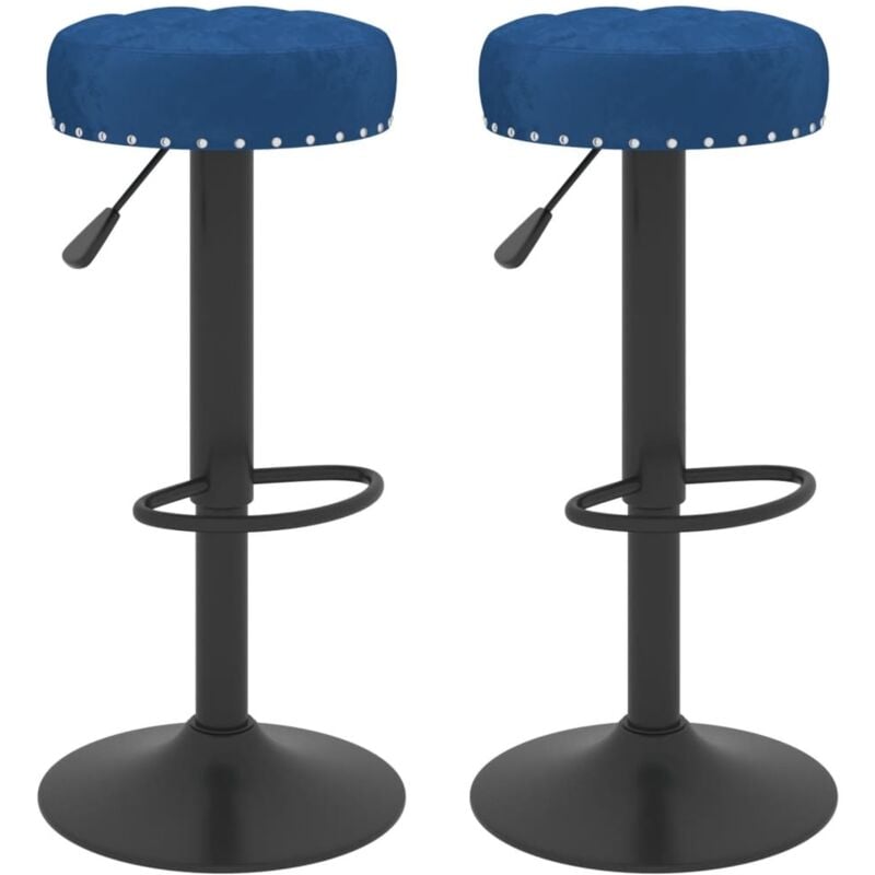 Vidaxl - Tabourets de bar lot de 2 bleu velours