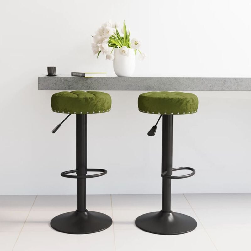 Vidaxl - Tabourets de bar lot de 2 vert clair velours