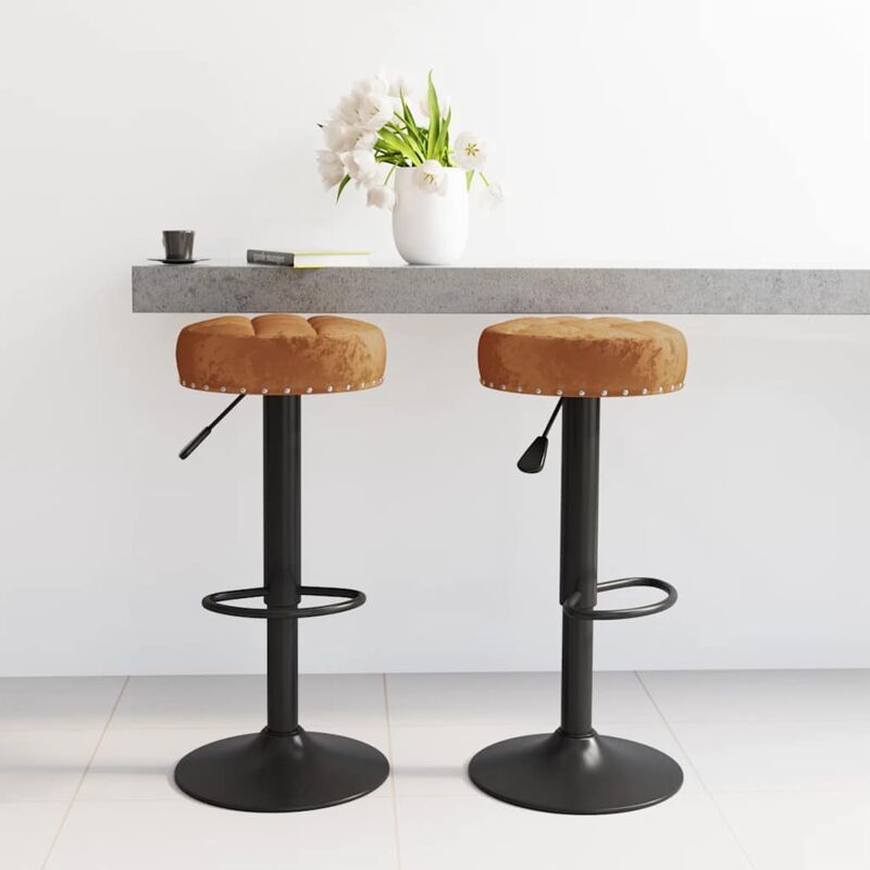 Vidaxl - Tabourets de bar lot de 2 marron velours