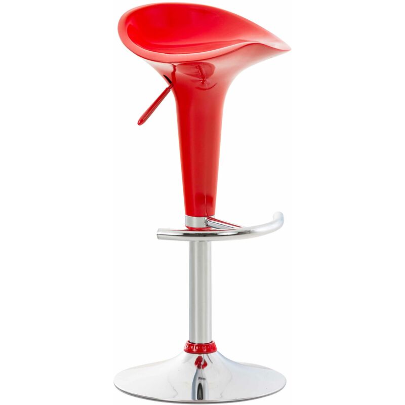 CLP - Tabouret de bar Saddle avec Assise en plastique pied en métal Rouge