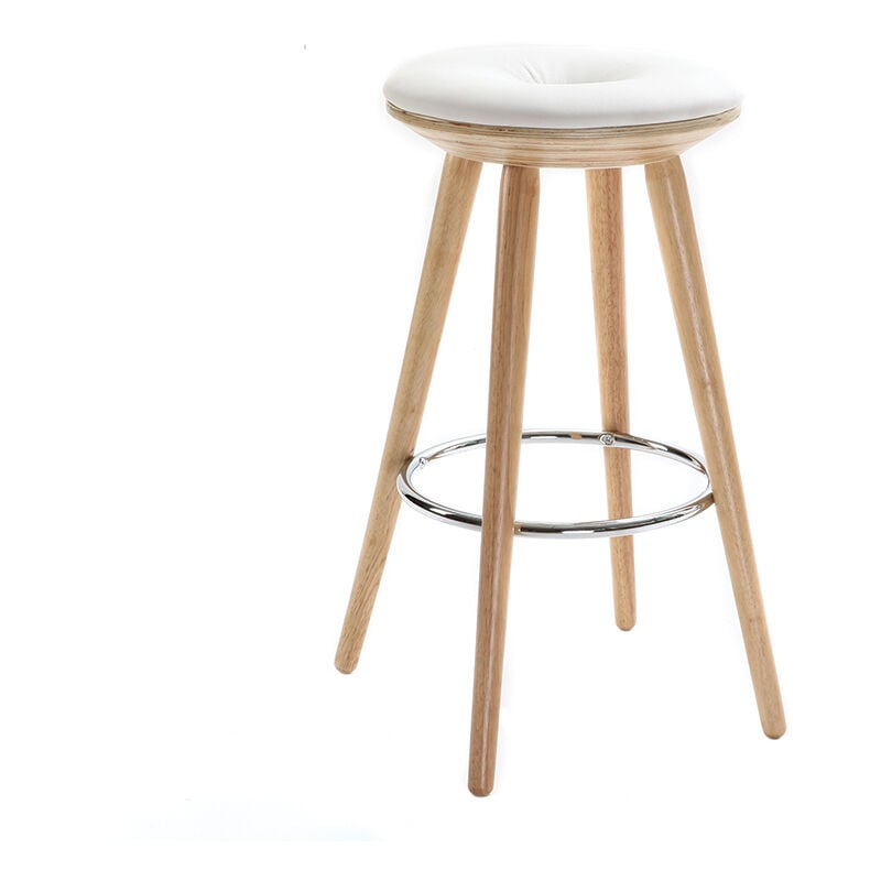 Miliboo - Tabouret de bar scandinave blanc et bois clair 65 cm nordeco