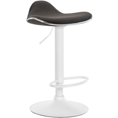Tabouret de bar Shanghai tissu avec pied en métal Gris foncé Blanc