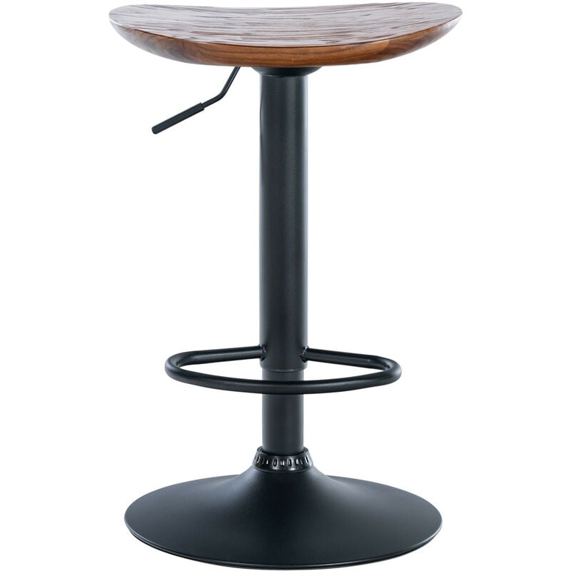 CLP - Tabouret en bois massif très élégant et métal noir mat assis différentes couleurs colore : Noix