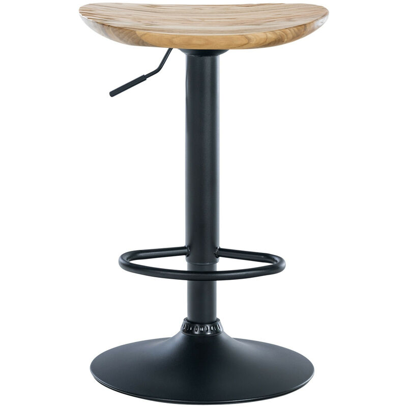 CLP - Tabouret en bois massif très élégant et métal noir mat assis différentes couleurs colore : La nature