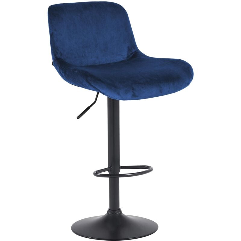 CLP - Tabouret de bar Solon noir Bleu Velours