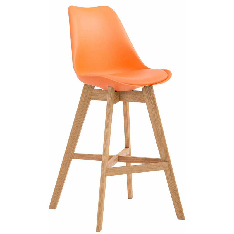 Décoshop26 - Tabouret de bar style scandinave avec repose-pieds en bois assises en plastique et synthétique orange 100000933