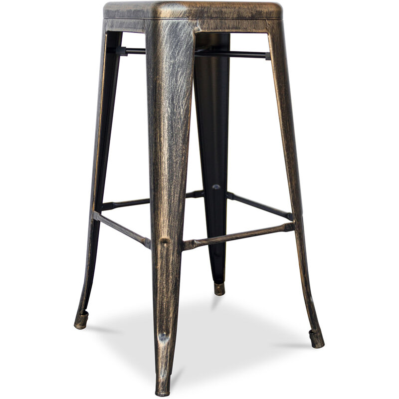 Privatefloor - Tabouret de bar – Style industriel – Acier – 76 cm – Stylix Bronze métallisé