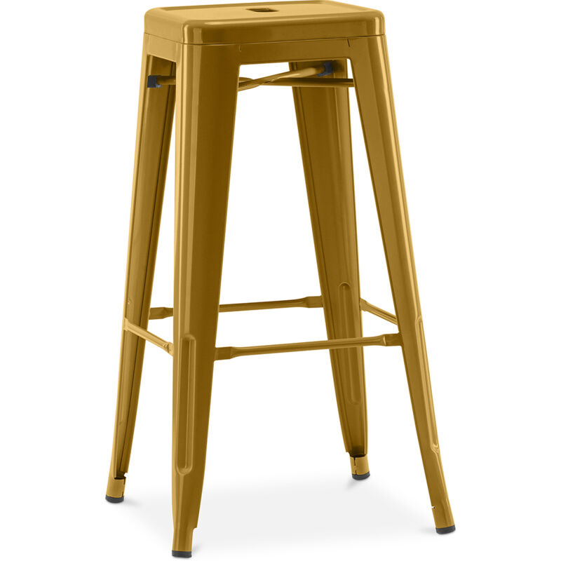 Privatefloor - Tabouret de bar – Style industriel – Acier – 76 cm – Stylix Doré