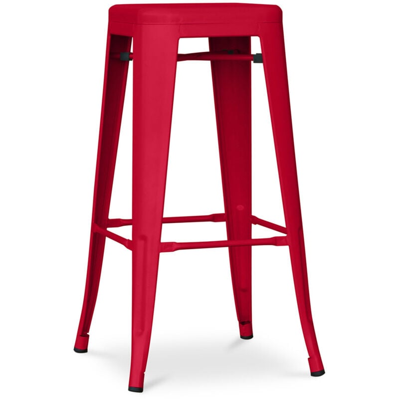 Privatefloor - Tabouret de bar - Design industriel - 76cm - Nouvelle édition- Stylix Rouge