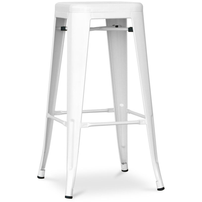 Privatefloor - Tabouret de bar - Design industriel - 76cm - Nouvelle édition- Stylix Blanc