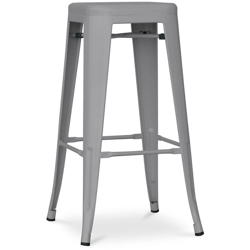 Privatefloor - Tabouret de bar - Design industriel - 76cm - Nouvelle édition- Stylix Gris clair