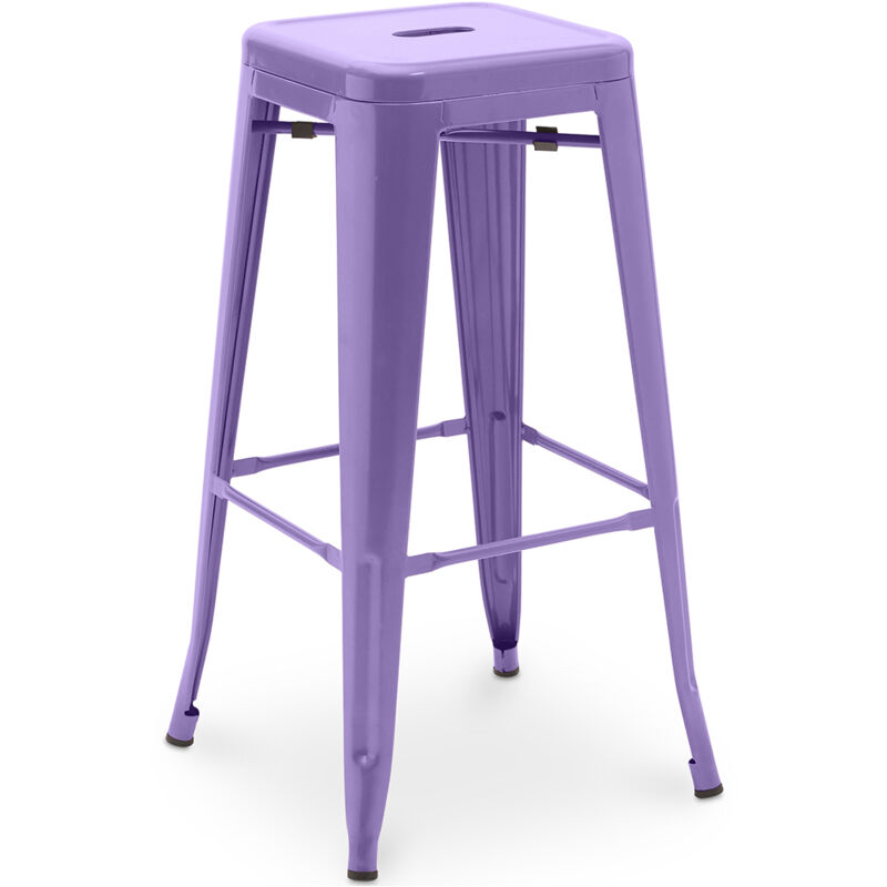 Privatefloor - Tabouret de bar - Design industriel - 76cm - Nouvelle édition- Stylix Violet pastel