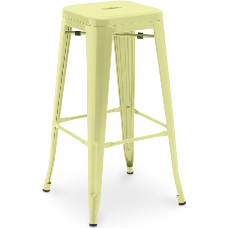 Privatefloor - Tabouret de bar - Design industriel - 76cm - Nouvelle édition- Stylix Jaune pâle