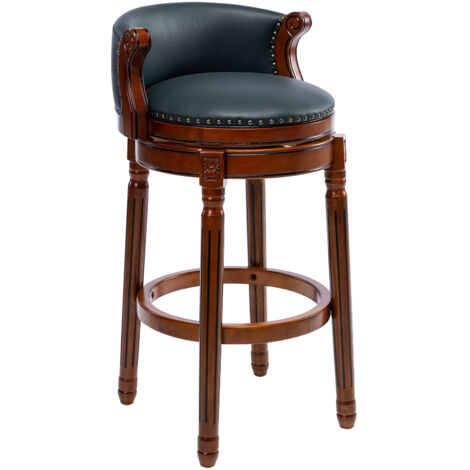 Tabouret de bar,  tabouret de bar en bois de vache, pivotant à 360 degrés, avec dossier, idéal pour les comptoirs de cuisine, tabouret de bar moderne, Hauteur 92 cm - Bleu