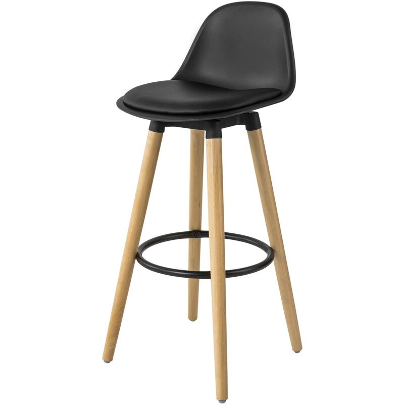 Tabouret de Bar Tabouret Haut Cuisine avec dossier et repose-pieds tabouret bois haute qualité,SoBuy® FST70-SCH
