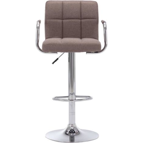 Vidaxl – Tabouret de bar taupe en tissu – Cadre en acier chromé – Hauteur réglable 63-83 cm – Pivotant 360 degrés – Confort rembourré