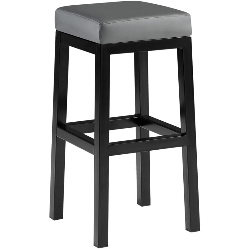 CLP - Tabouret de bar Taylor revêtement similicuir hauteur d'assise 78 cm piètement métal noir Gris
