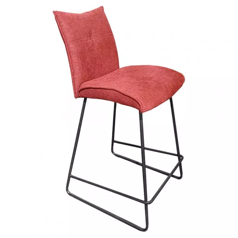 Meubletmoi - Chaise de bar en tissu rouge avec piètement en métal noir mat - lucky Meubletmoi - Chaise de bar en tissu rouge avec piètement en métal noir mat - lucky