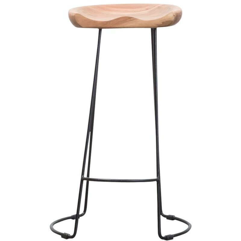 Made In Meubles - Tabouret de bar en bois d'acacia Havana
