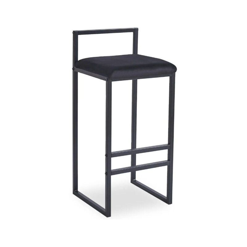 Paris Prix - Tabouret de Bar Velours 'Dakota' 80cm Noir