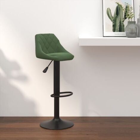 Vidaxl – Tabouret de bar vert foncé en velours – Hauteur réglable 82-103 cm – Pivotant 360° – Repose-pied intégré – Acier robuste