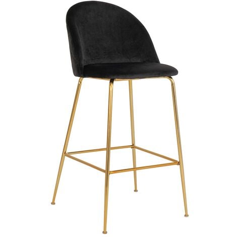 Tabouret de bar Vidin - noir - pieds aspect laiton