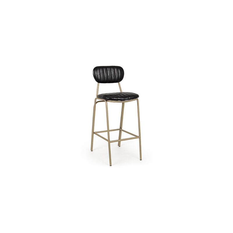 M&s - Chaise de bar 41x51x100 cm assise PU noir et métal doré