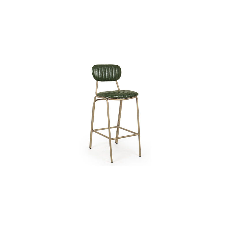 Chaise de bar 41x51x100 cm assise PU vert métal dorés