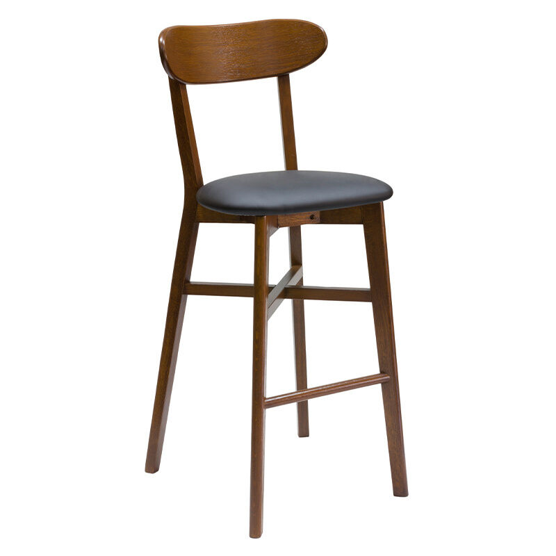 Miliboo - Tabouret de bar vintage noyer et noir H75 cm dove