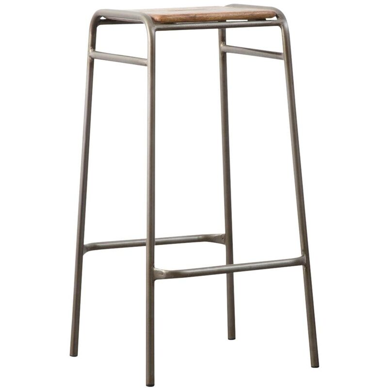 Made In Meubles - Tabouret de bar écolier bois et métal 77cm Marcus