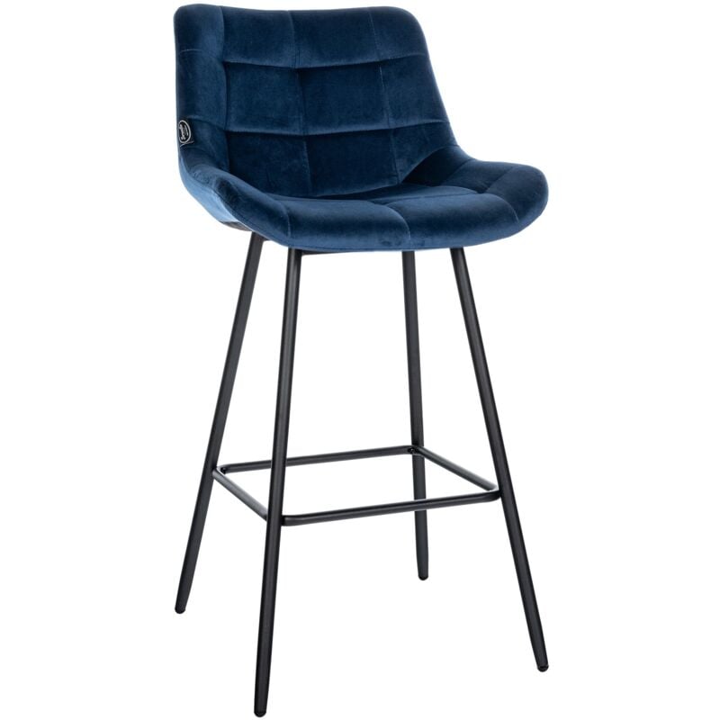 CLP - Tabouret de bar Weston Bleu Velours
