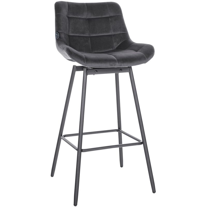 CLP - Tabouret de bar Weston Pivotant Gris foncé Velours