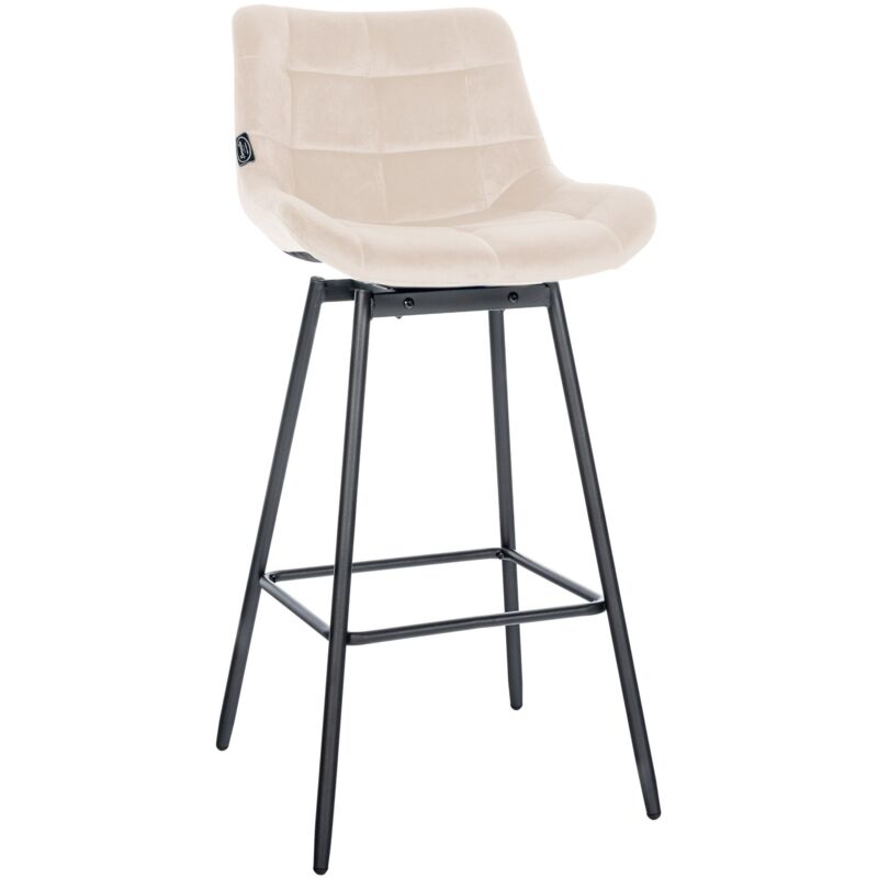 CLP - Tabouret de bar Weston Pivotant Crème Velours
