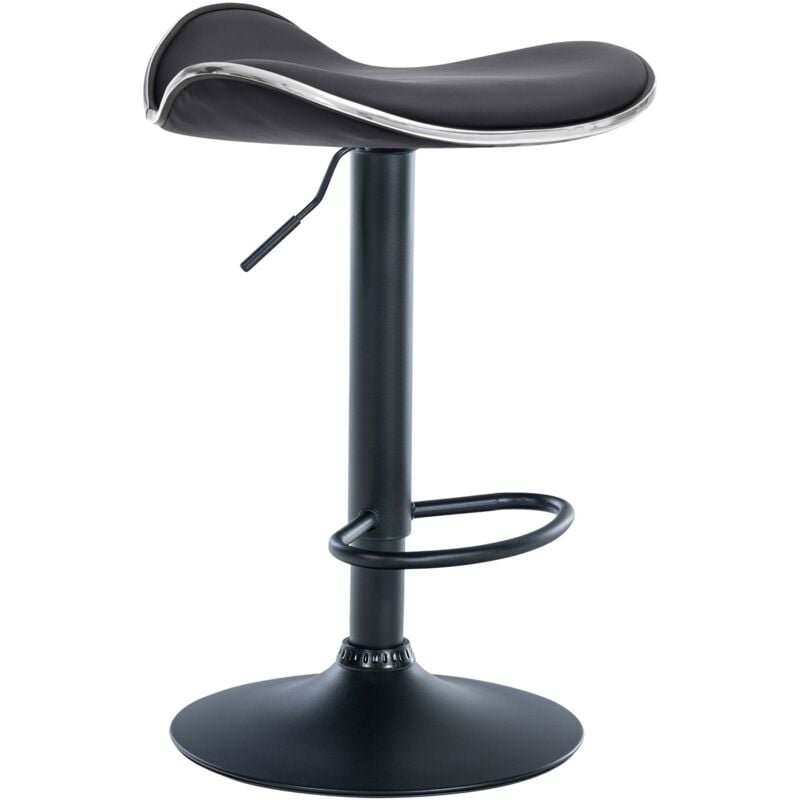 Décoshop26 - Tabouret de bar x1 assise ergonomique en pvc noir pied en trompette en métal noir 100005383