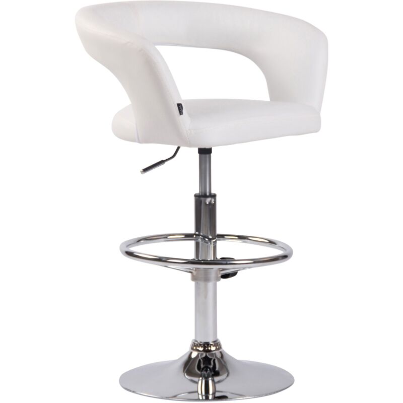 Décoshop26 - Tabouret de bar x1 assise moderne en pvc blanc pieds et repose-pieds en métal chromé 100004989