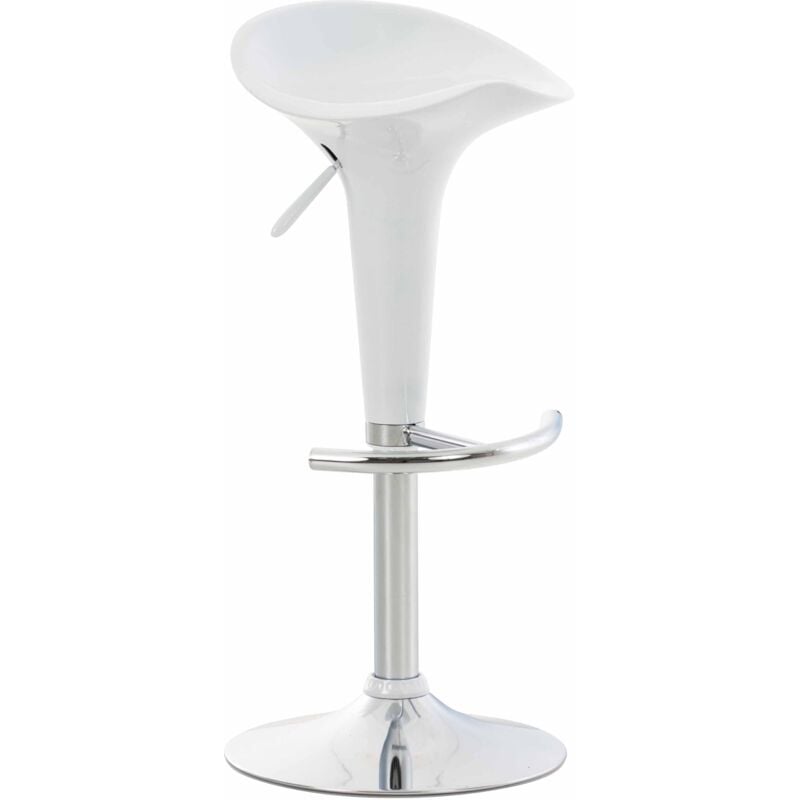 Décoshop26 - Tabouret de bar x1 avec repose-pieds assise pivotante en plastique blanc et métal chromé 100005368