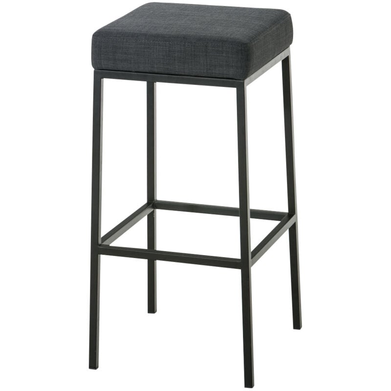 Tabouret de bar x1 avec repose-pieds design simple hauteur 85 cm en tissu gris foncé et métal noir 100005249