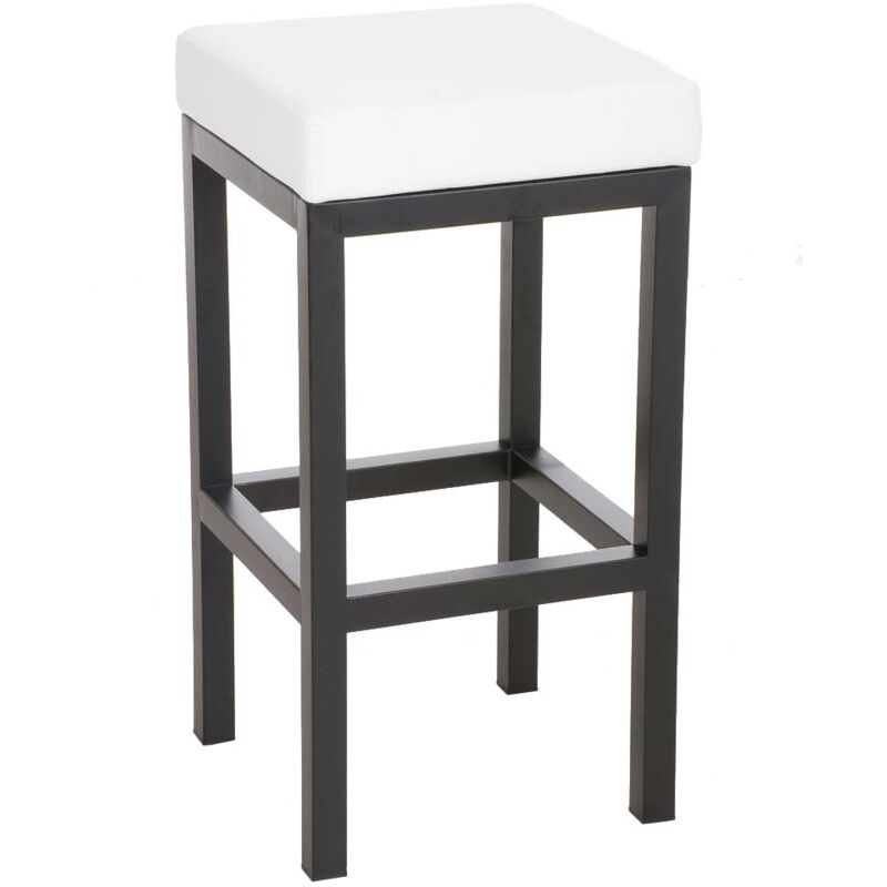 Décoshop26 - Tabouret de bar x1 avec repose-pieds design simple hauteur d'assise 80 cm en pvc blanc et support en métal noir 100005408