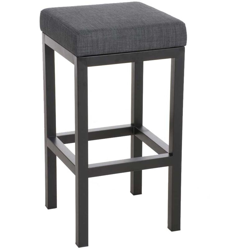 Décoshop26 - Tabouret de bar x1 avec repose-pieds design simple hauteur d'assise 80 cm en tissu gris foncé et support en métal noir 100005409