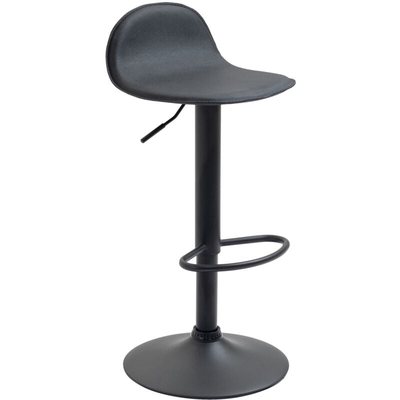 Tabouret de bar x1 avec repose-pieds en pvc noir pied trompète en métal noir 100005071